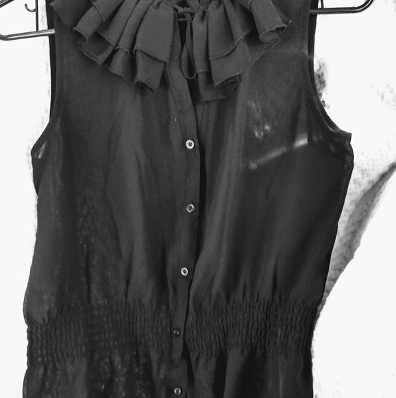 Sz small Black Sheer Button Front Blouse - Picture 5 of 8